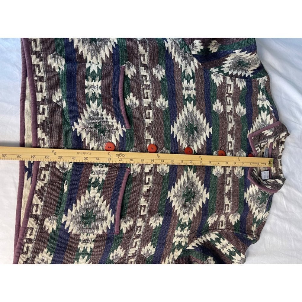Vintage Jane Ashley Sz L Cotton Aztec Western Button Up Long Sleeve Jacket - Picture 5 of 10